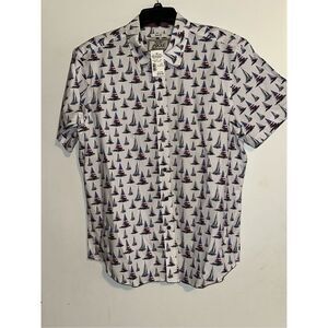 Jos.A.Bank Button up short sleeve sail boats,American flag Men’s size XL Slim Fi